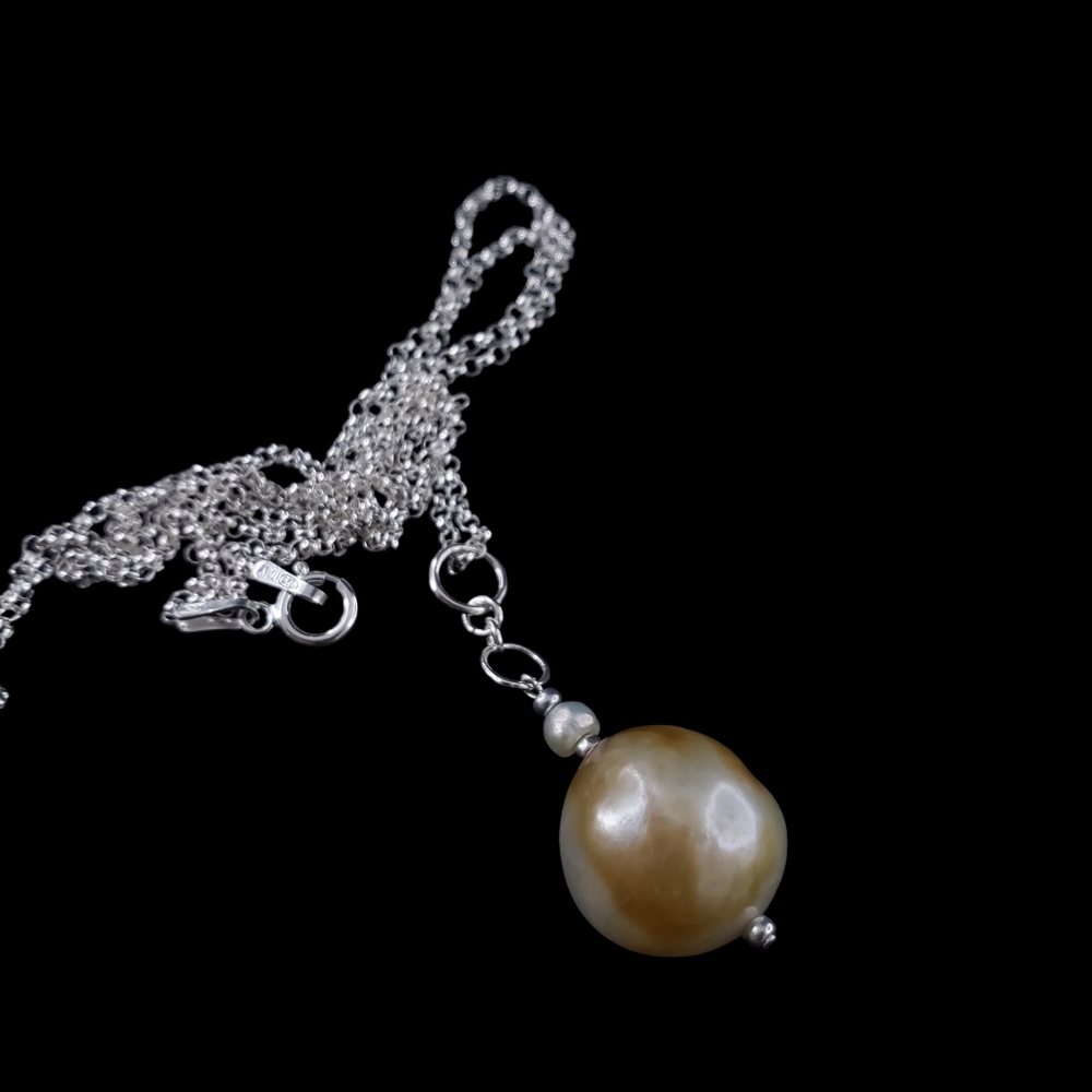 Sterling silver pearl pendant necklace Italian stamped 925 - Picture 11 of 12